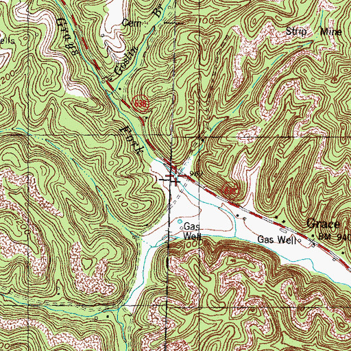 Topographic Map of Wells Branch, KY