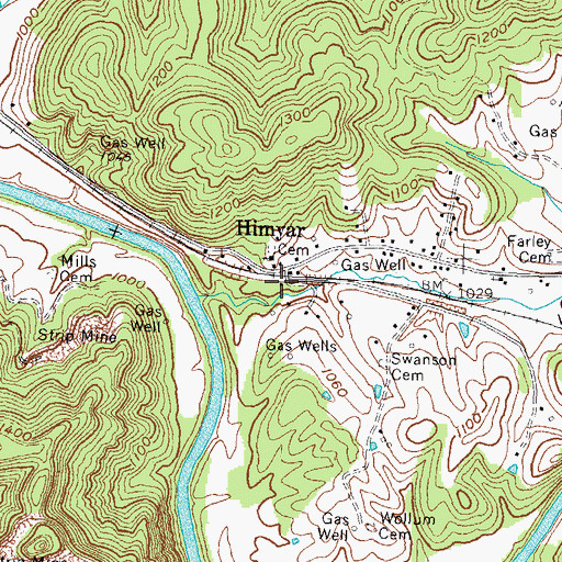 Topographic Map of Himyar Railroad Station (historical), KY