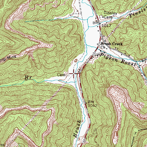 Topographic Map of Tinsley Railroad Station (historical), KY