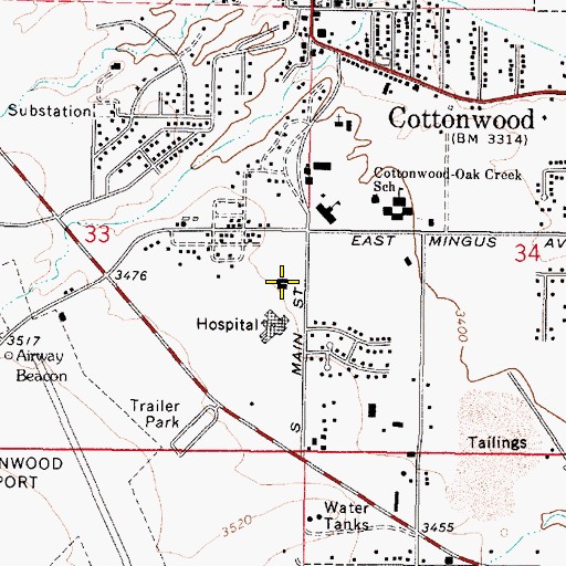 Topographic Map of Verde Valley Christian School, AZ