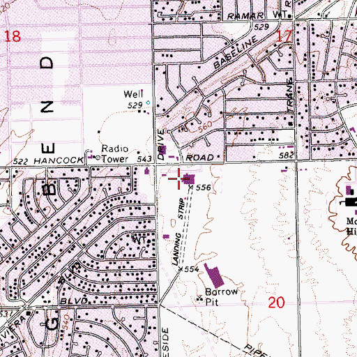 Topographic Map of Bullhead City Junior High School, AZ