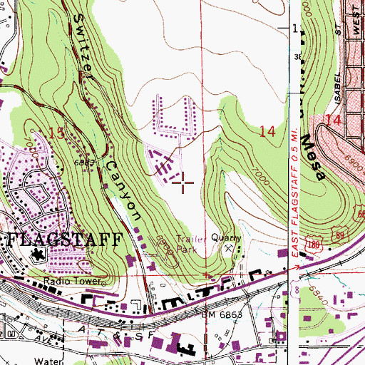 Topographic Map of Montessori School of Flagstaff - Switzer Mesa Campus, AZ