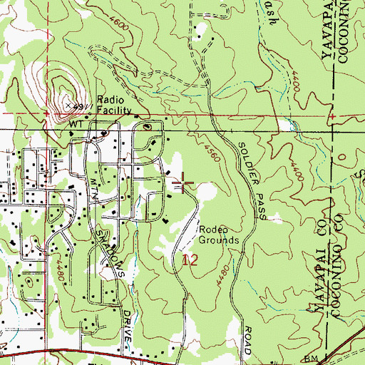 Topographic Map of West Sedona School, AZ