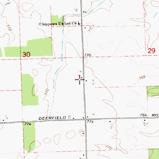 Topographic Map of Countryside United Methodist Church, MI