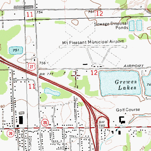 Topographic Map of Marantha Baptist Church, MI