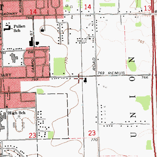 Topographic Map of New Hope Youth and Family Church, MI