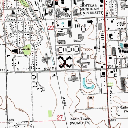 Topographic Map of Merrill Dining Commons, MI