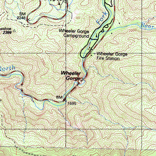 Topographic Map of Wheeler Gorge, CA
