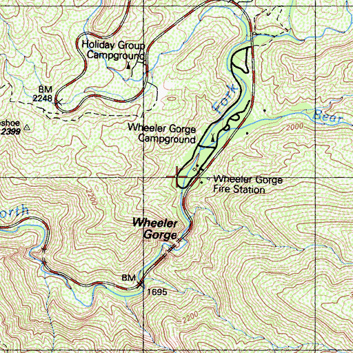 Topographic Map of Wheeler Gorge Fire Station, CA