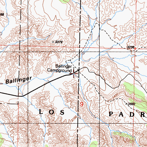 Topographic Map of Ballinger Campground, CA