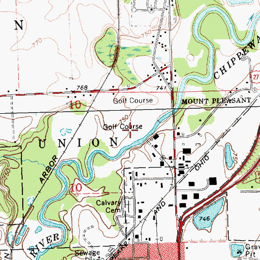 Topographic Map of Mount Pleasant Country Club, MI