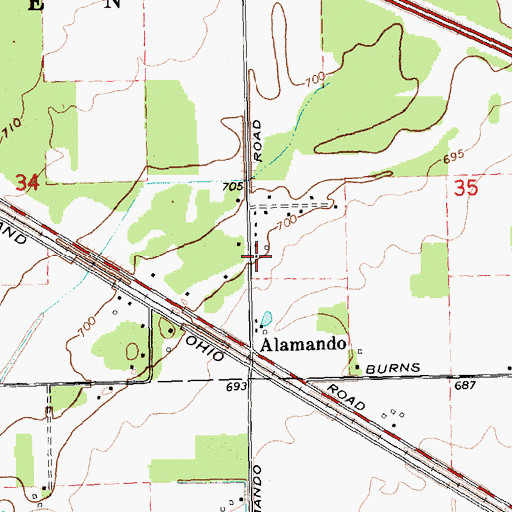 Topographic Map of Alamando Post Office (historical), MI