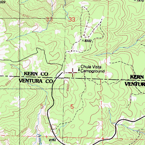 Topographic Map of Chula Vista Campground, CA