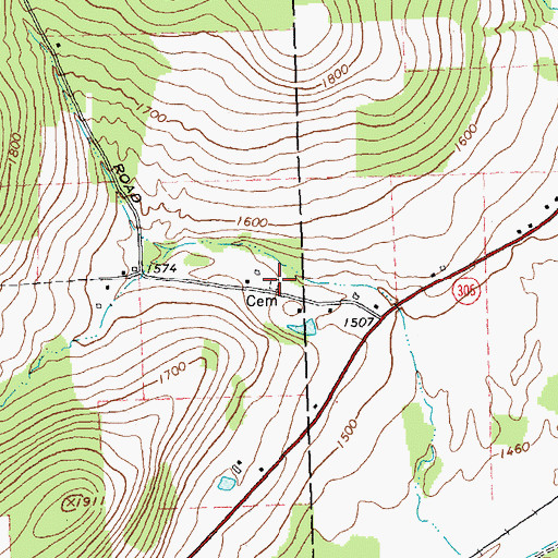 Topographic Map of Sayers Cemetery, NY