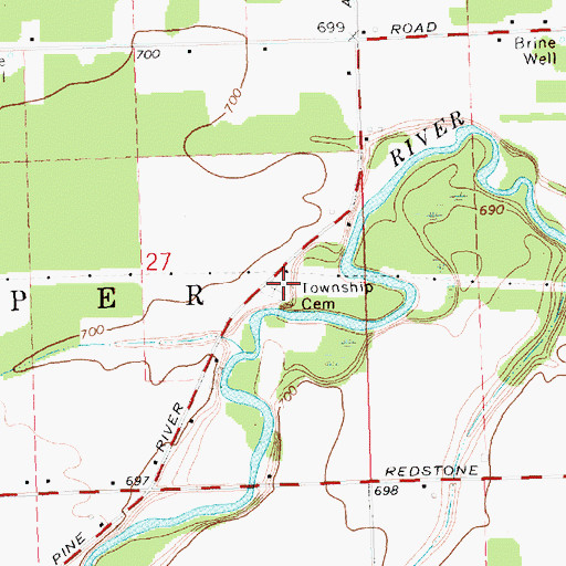Topographic Map of Jasper Township Cemetery, MI