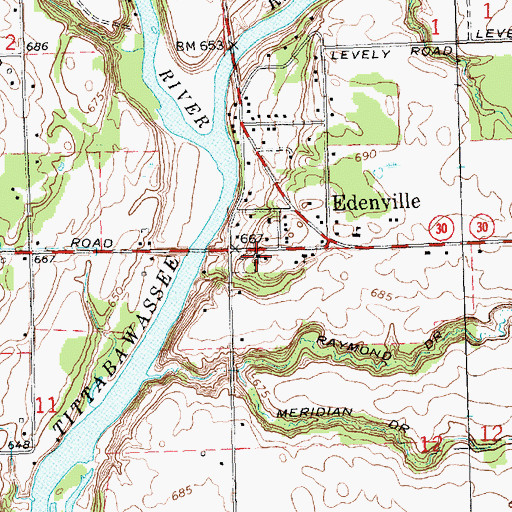 Topographic Map of Edenville United Methodist Church, MI