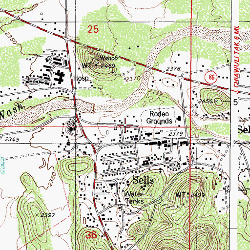 Topographic Map of Indian Oasis Intermediate School, AZ
