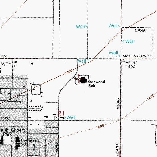 Topographic Map of Ironwood Elementary School, AZ