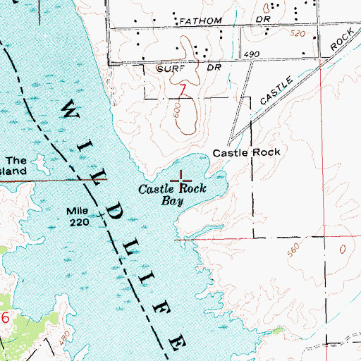 Topographic Map of Castle Rock Bay, AZ
