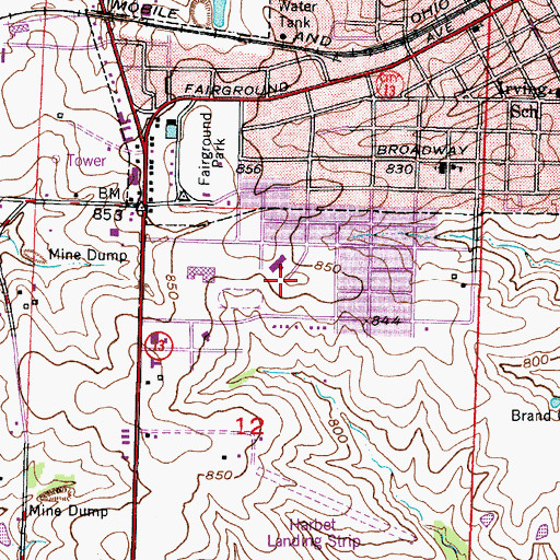 Topographic Map of Grandview Elementary School, MO
