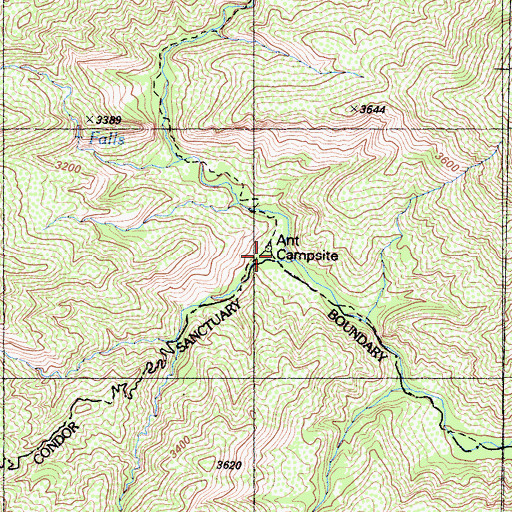 Topographic Map of Ant Campsite, CA