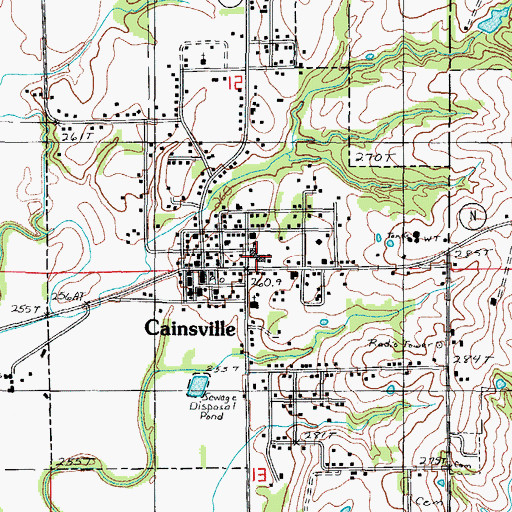 Topographic Map of Cainsville Elementary School, MO