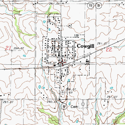 Topographic Map of Cowgill Elementary School, MO