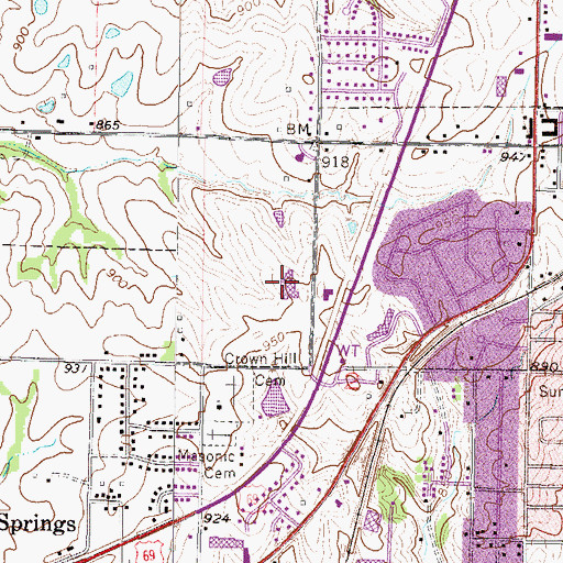 Topographic Map of Excelsior Springs High School, MO