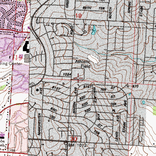 Topographic Map of Saint John Francis Regis School, MO