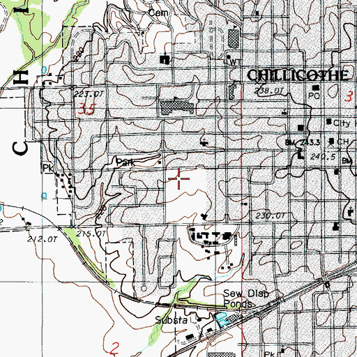 Topographic Map of Verelle Peniston State School, MO