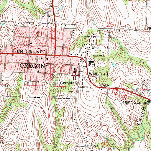 Topographic Map of South Holt High School, MO