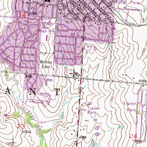 Topographic Map of Heartland High School and Academy, MO