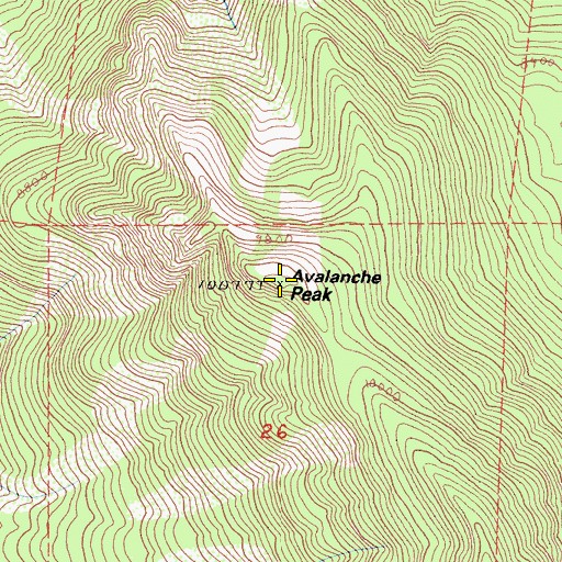 Topographic Map of Avalanche Peak, CA