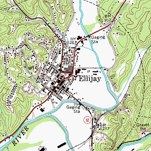 Topographic Map of Gilmer County Crossroads Alternative School, GA