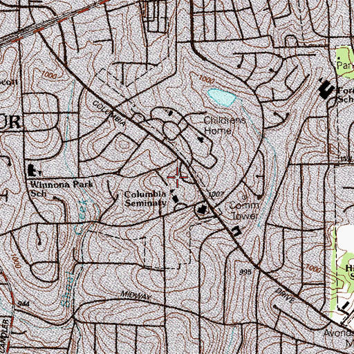 Topographic Map of Waldorf School of Atlanta, GA