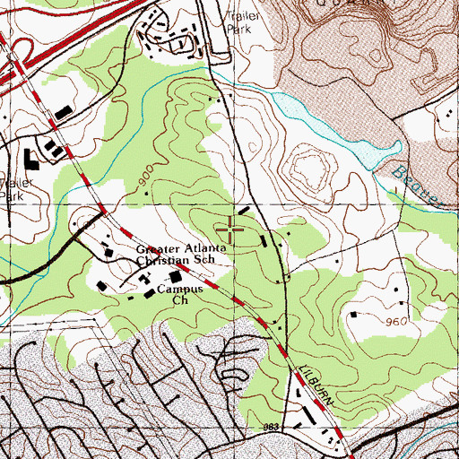 Topographic Map of Meadowcreek Elementary School, GA