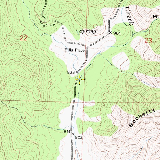 Topographic Map of Bear Creek, CA