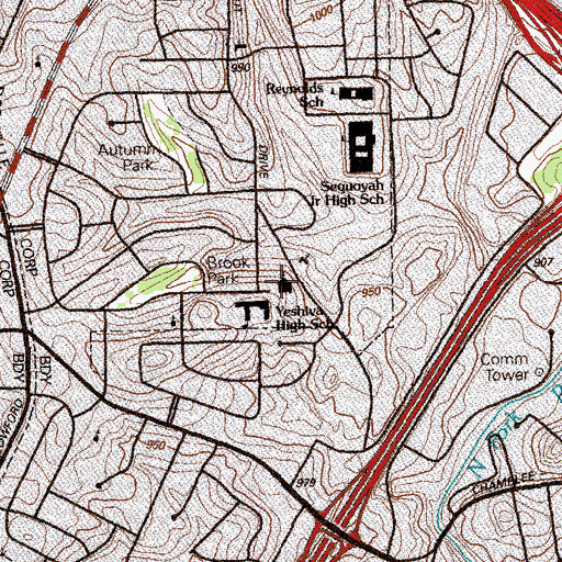 Topographic Map of Northwoods Montessori School, GA