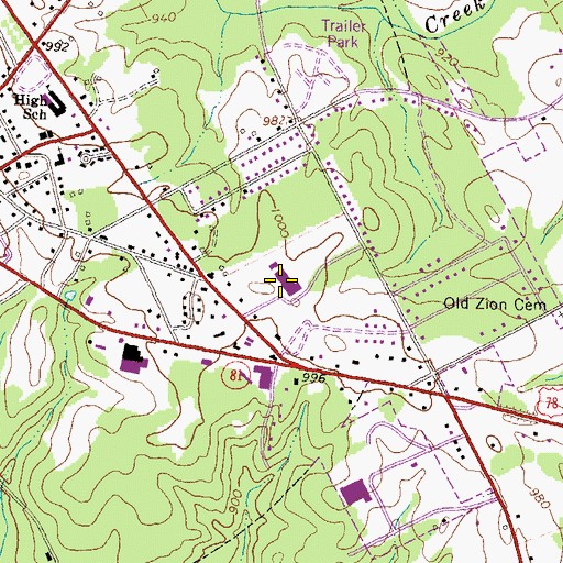 Topographic Map of Bay Creek Elementary School, GA