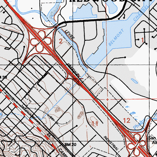Topographic Map of Belmont Creek, CA