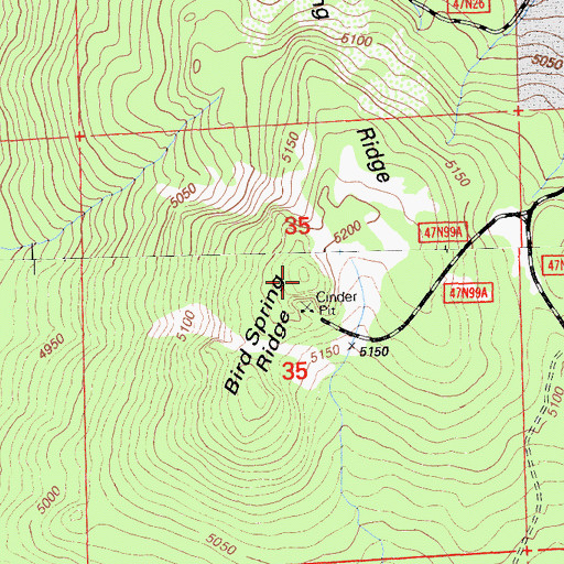 Topographic Map of Bird Spring Ridge, CA