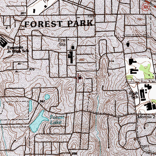 Topographic Map of Ash Street Baptist Learning Center, GA