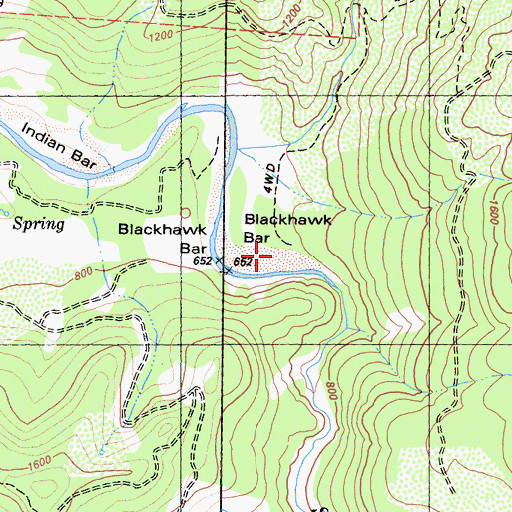 Topographic Map of Blackhawk Bar, CA