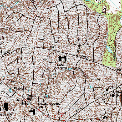 Topographic Map of Pace Academy, GA