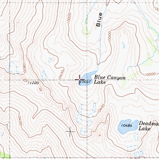Topographic Map of Blue Canyon Lake, CA