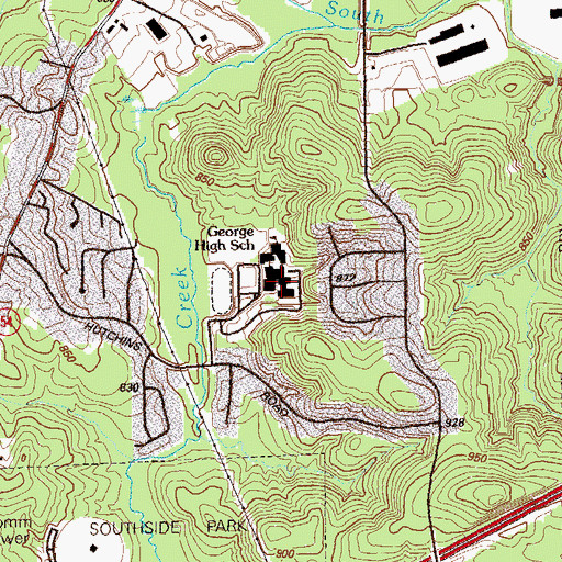 Topographic Map of South Atlanta School of Health and Medical Science, GA