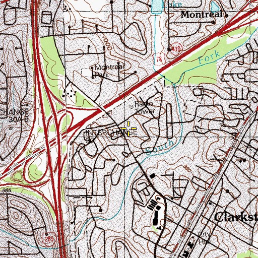 Topographic Map of DeKalb Technical College Paul M Starnes Center, GA