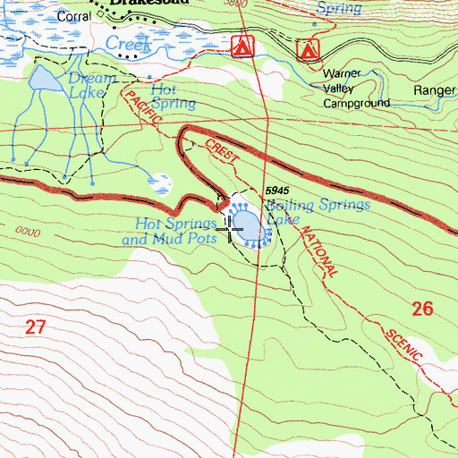 Topographic Map of Boiling Springs Lake, CA