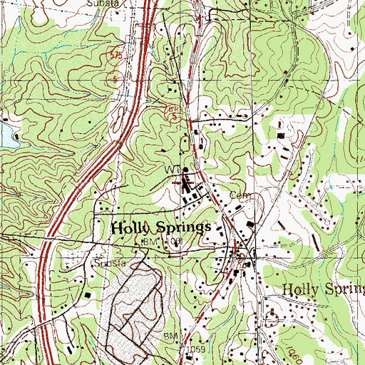 Topographic Map of Crossroads High and Middle School, GA