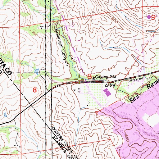 Topographic Map of Bollinger Canyon Creek, CA